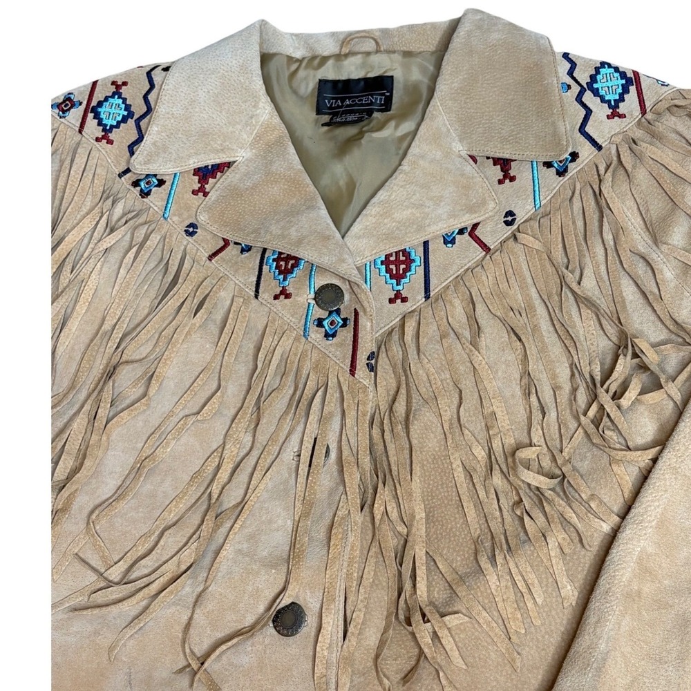 NWT Vintage Via Accenti Suede Fringe Jacket Women's 1X/2X Southwest Boho Western - Picture 10 of 16